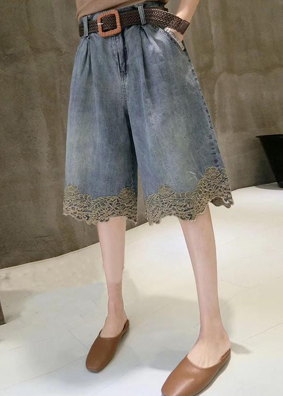 Hose Denim Patchwork Sommermode Hot Lace Blau