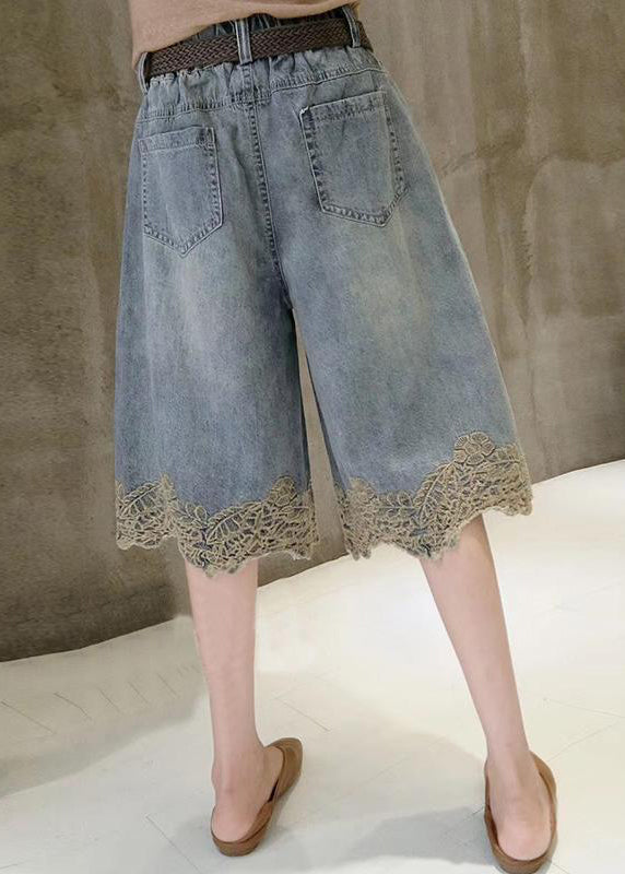 Hose Denim Patchwork Sommermode Hot Lace Blau
