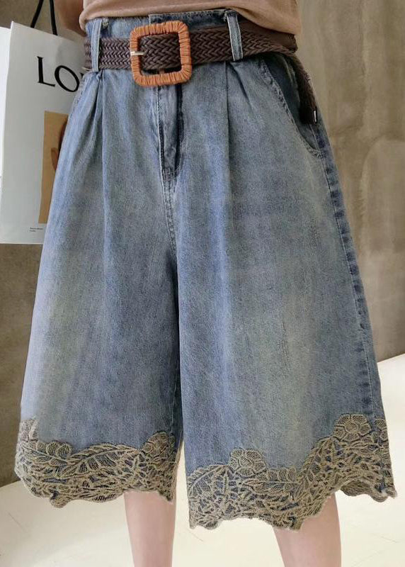 Hose Denim Patchwork Sommermode Hot Lace Blau