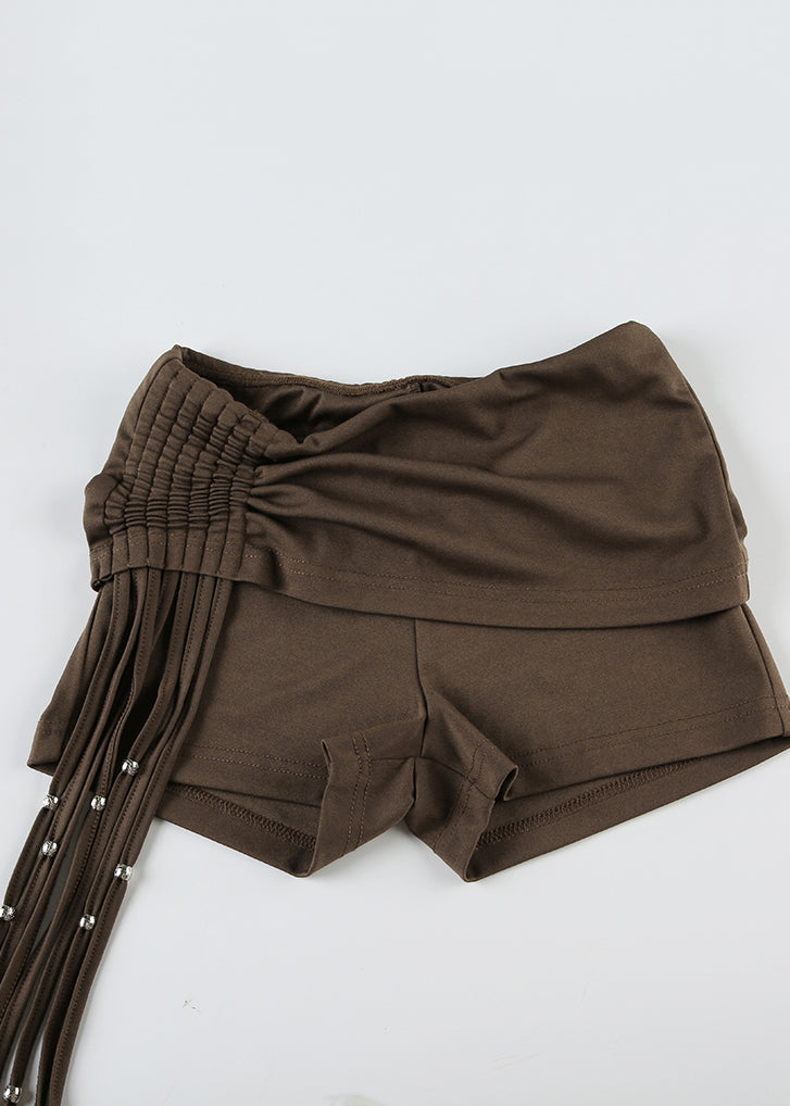 Sommer Quaste Mode Hot Pants Wrinkled Braun