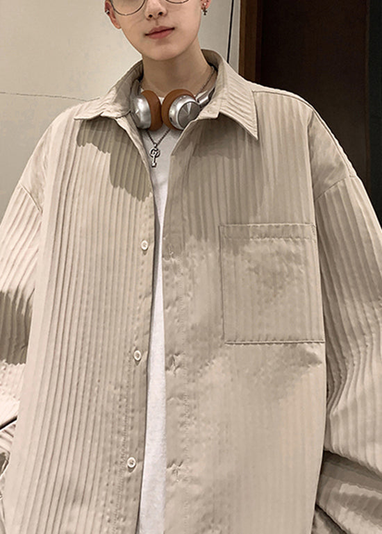 Mode Kaffee Peter Pan Kragen Baumwolle Herren Hemden Herbst RO054