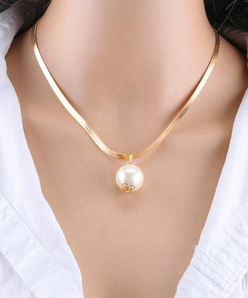 Chaîne de perles en métal doré pour femme, collier baroque tendance