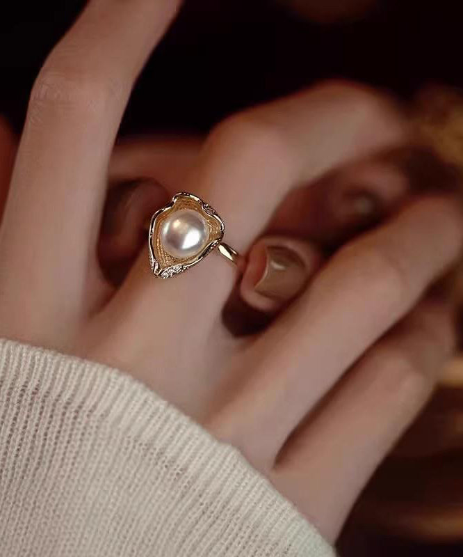 Gold Copper Fashion Pearl Rings Overgild