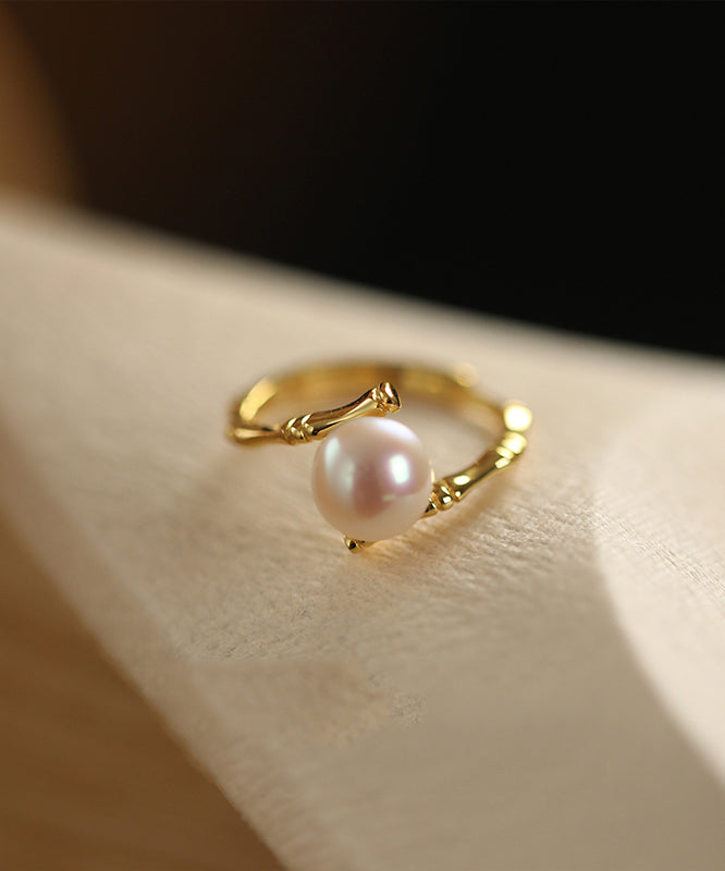 Silver Rings Pearl Open Gold Sterling Fashion Alloy