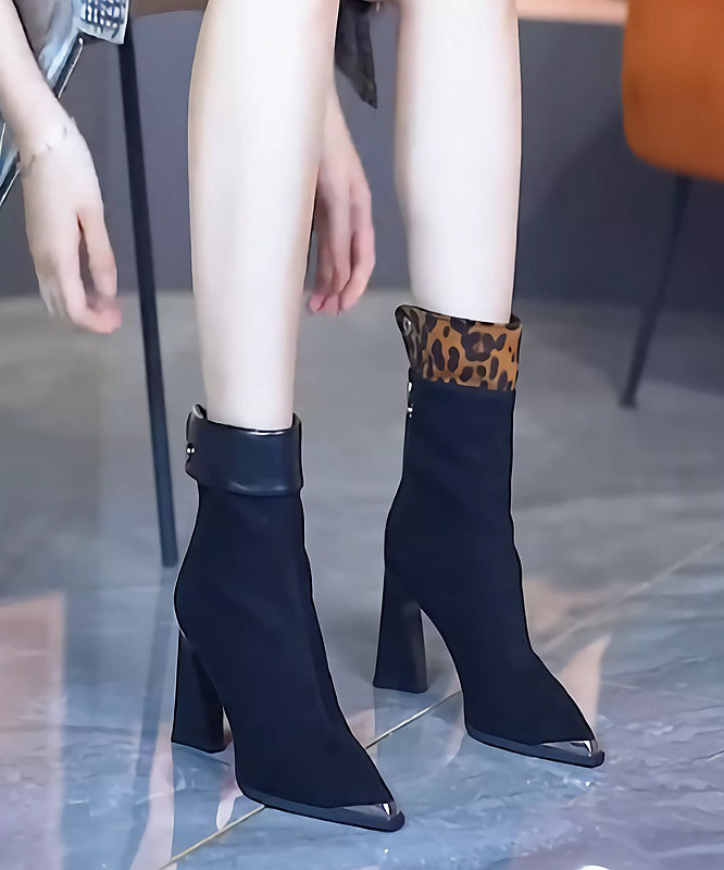 Modische Mulberry Wildlederstiefel mit klobigem Absatz und spitzer Zehenpartie TP019