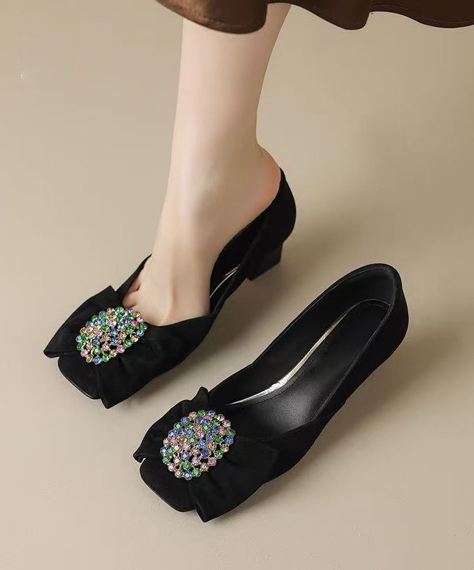 Fashion Purple Bow Zircon Splicing Chunky High Heels YC020