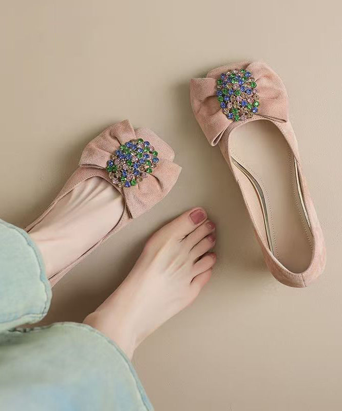 Fashion Purple Bow Zircon Splicing Chunky High Heels YC020