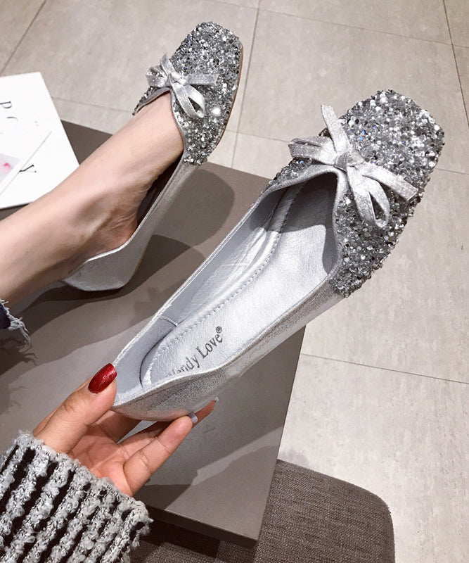 Loafers Splicing Sequins Faux Red Fashion Penny Bow Leather