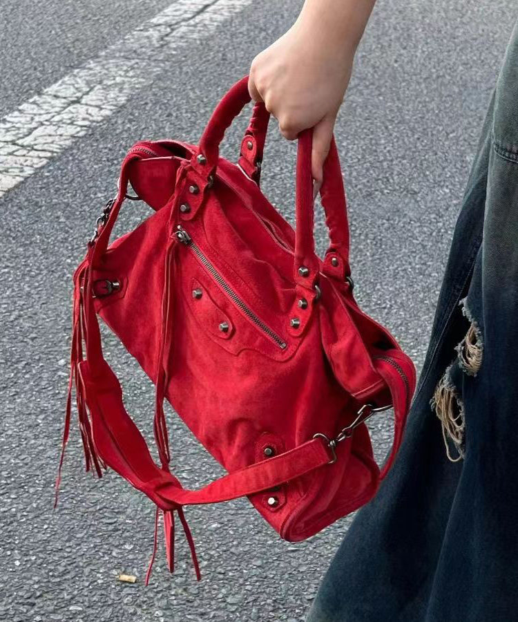 Sac à main en similicuir rouge tendance de grande capacité SX1028