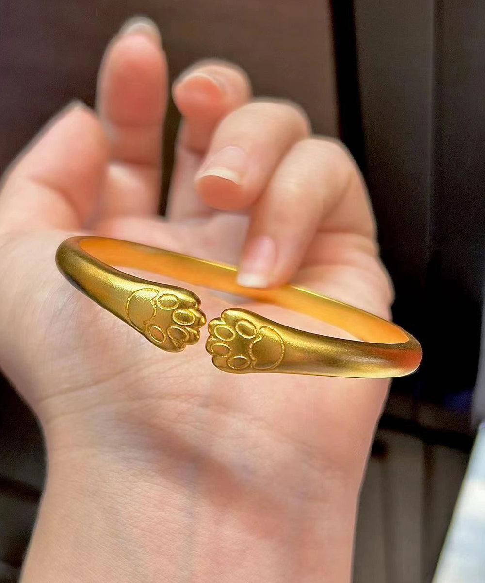 Fine Gold Sterling Silver Overgild Lucky Cat Cuff ZZ030