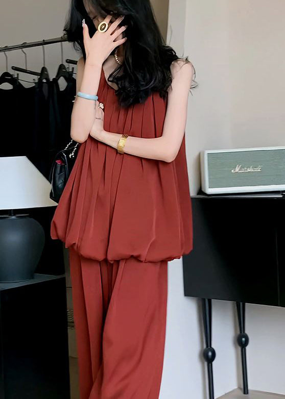 Outfits Schulter Rot Sommer Eis Feine Set Stück Kalte Seide Zwei