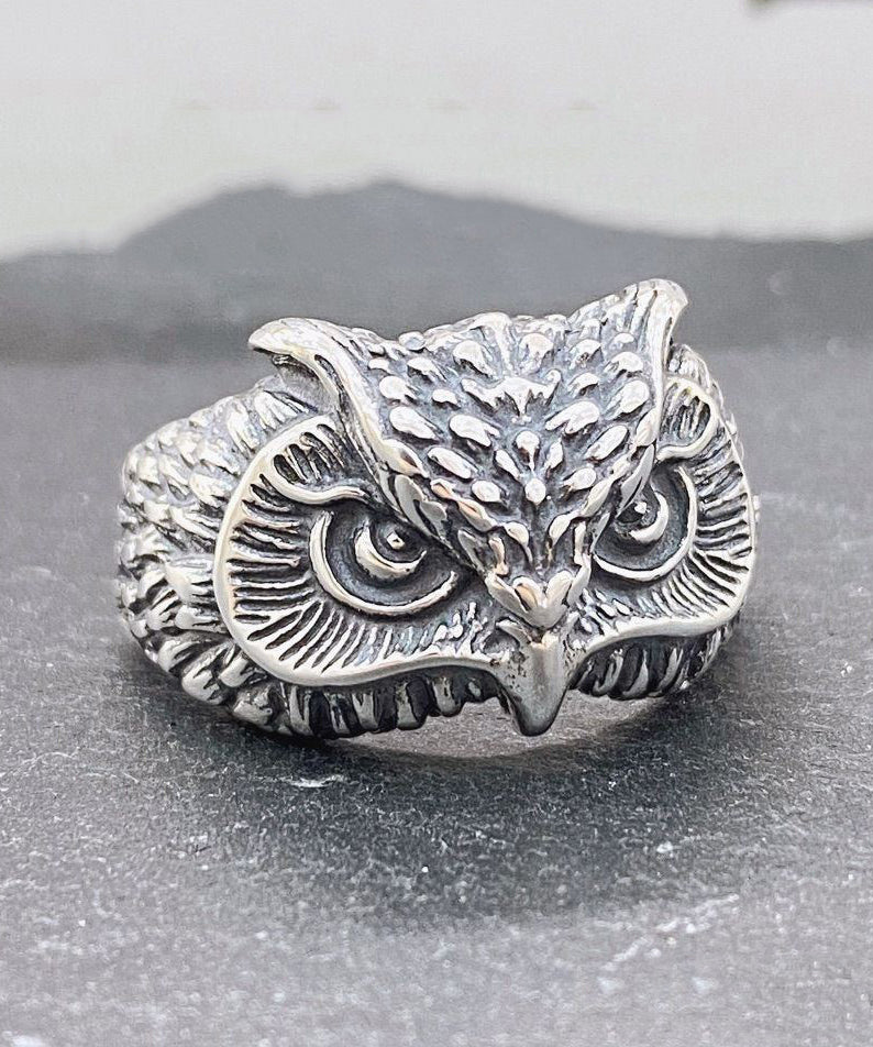 Feine rote Sterling Silber Achat Eule offene Ringe YI022