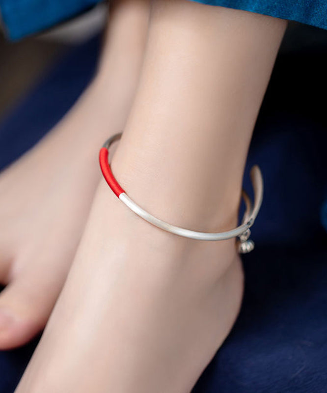 Feine rote Sterling Silber Lotus Seedpod Carve Quaste Fußkettchen QD023