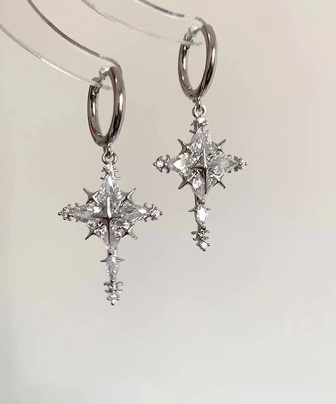 Overgild Tropfen Schneeflocke Ohrringe Seide Fein Kupfer Zirkon