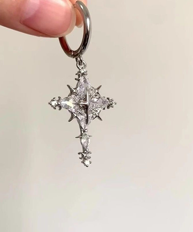 Overgild Tropfen Schneeflocke Ohrringe Seide Fein Kupfer Zirkon