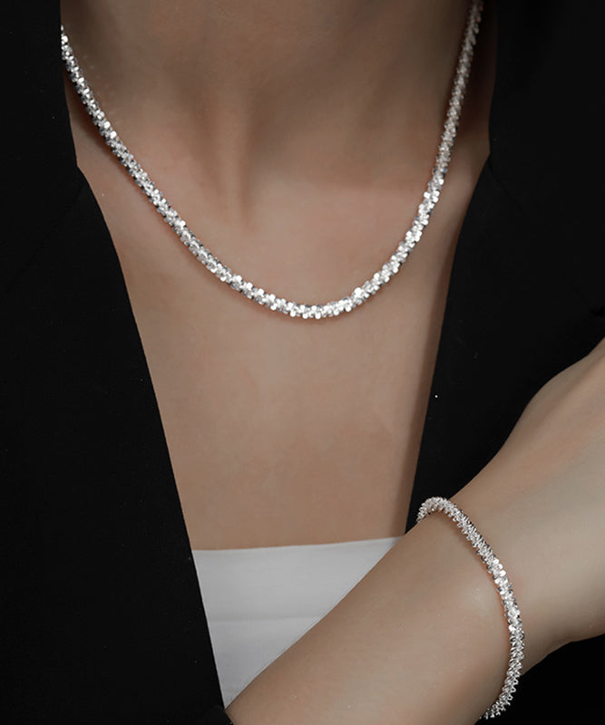 Feine Seide Sterling Silber gebrochen Silber Gypsophila Halskette ET001