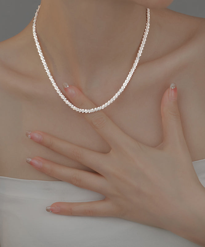 Feine Seide Sterling Silber gebrochen Silber Gypsophila Halskette ET001