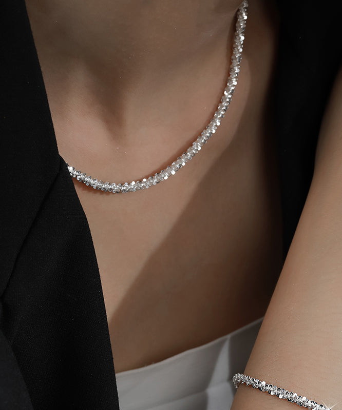 Feine Seide Sterling Silber gebrochen Silber Gypsophila Halskette ET001
