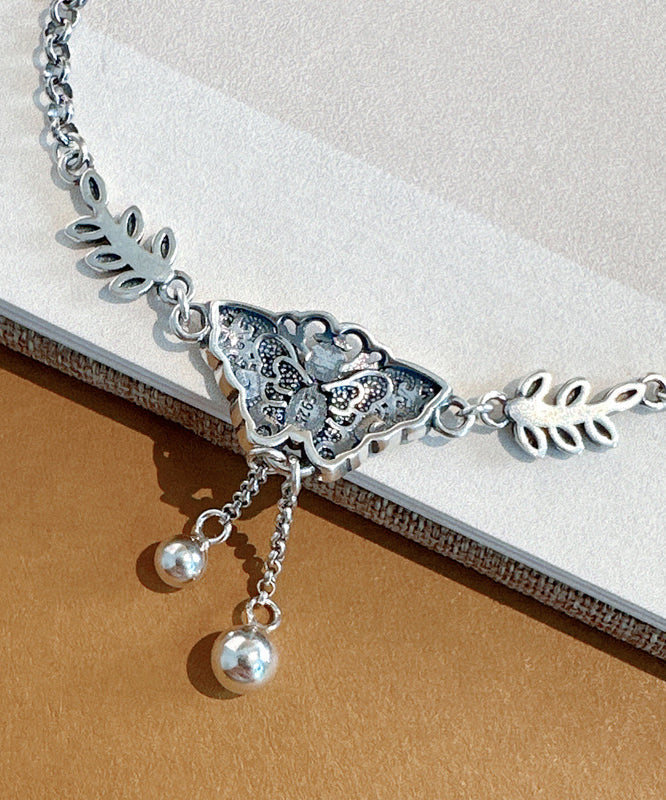 Fußkettchen aus Sterlingsilber mit Schmetterlingsquaste aus feiner Seide AB1088