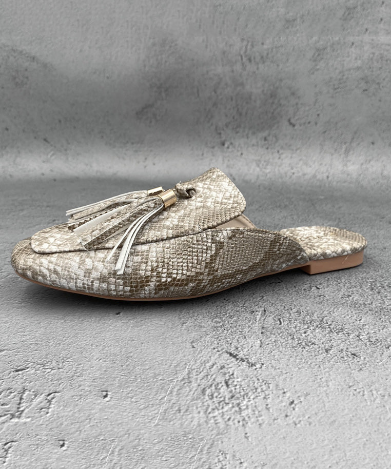 Sandales à pampilles françaises en cuir abricot