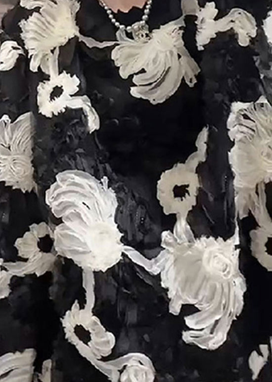 French Black Petal Loose Baumwollhemd Top Herbst WP060