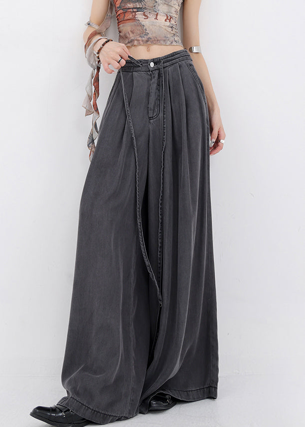 Pantalon large en jean avec poches à lacets et jambes bleu printemps