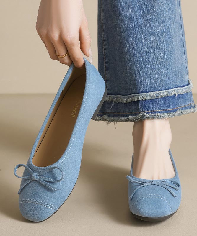 Mocassins confortables en daim avec nœud bleu français