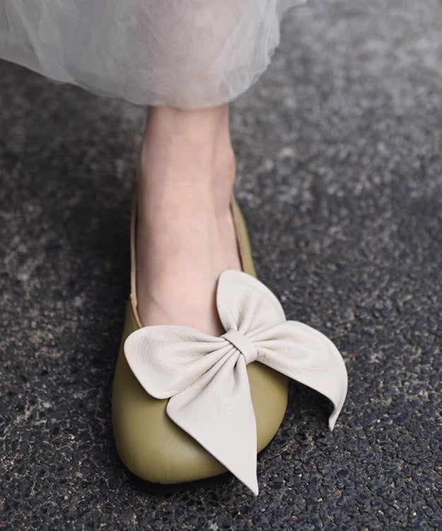 Mocassins à faux épissures en cuir beige français avec nœud Penny