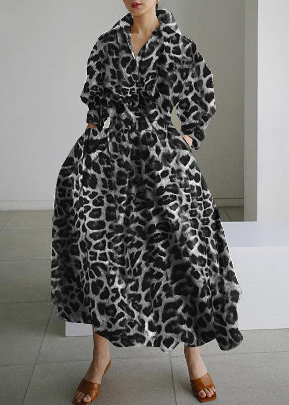 Extra Print Französisch Saum Leopard Baumwolle Frühling Kleider Urlaub Groß