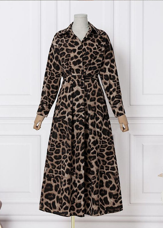 Extra Print Französisch Saum Leopard Baumwolle Frühling Kleider Urlaub Groß