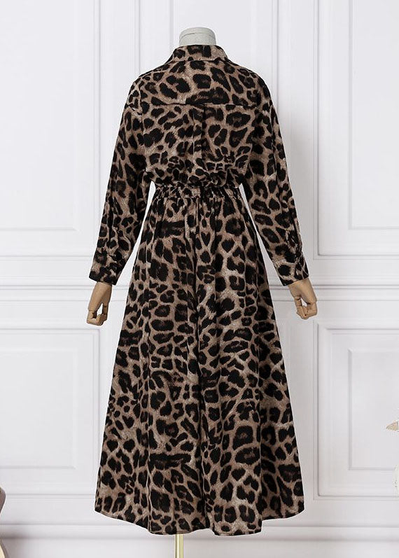 Extra Print Französisch Saum Leopard Baumwolle Frühling Kleider Urlaub Groß