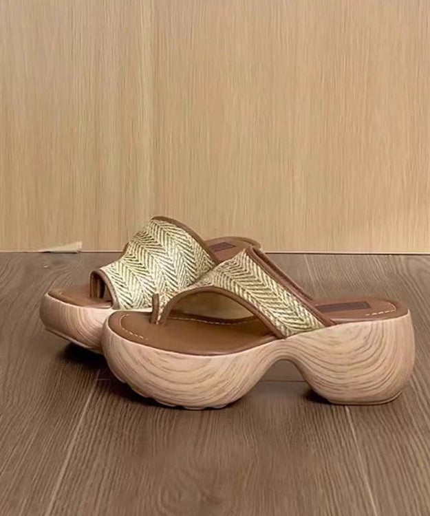 Brown French Sandals Light Slide Flops Flip Platform