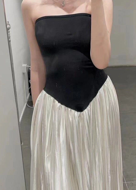 Französisch Foto Farbe Trägerlosen Patchwork Kleider Sommer EE1026