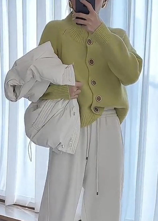 Französische rosa Strickjacke mit hohem Halsausschnitt und Knöpfen, Frühling YY033