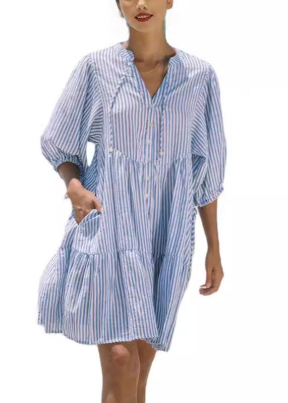 Pan Striped Shirts French Pink Dress Collar Sleeve Mid Half Peter