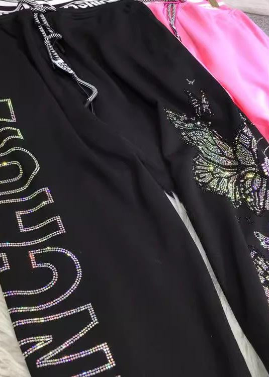 Herbst Französische Hose Zirkon Baumwolle Rosa Schmetterling