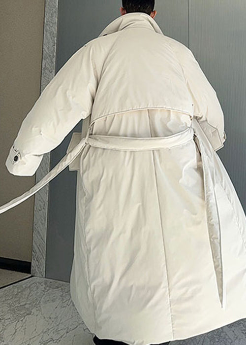 Französischer weißer Doppelbrust-Schnür-Taillenparka für Herren, Winter, RJ002