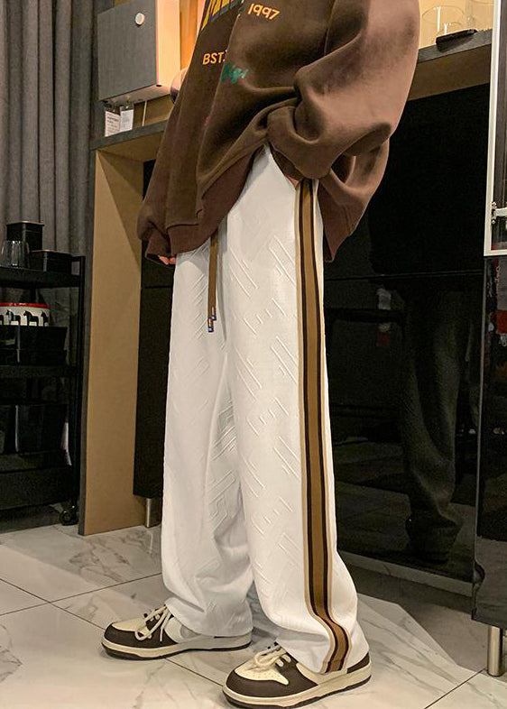 Pantalon en coton à rayures blanches pour homme avec cordon de serrage pour l'automne WA051