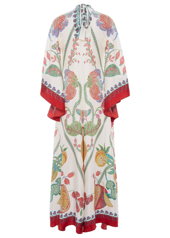 Neck Up Französisch Baumwolle Kleider Maxi Frühling Druck V Spitze Weiß