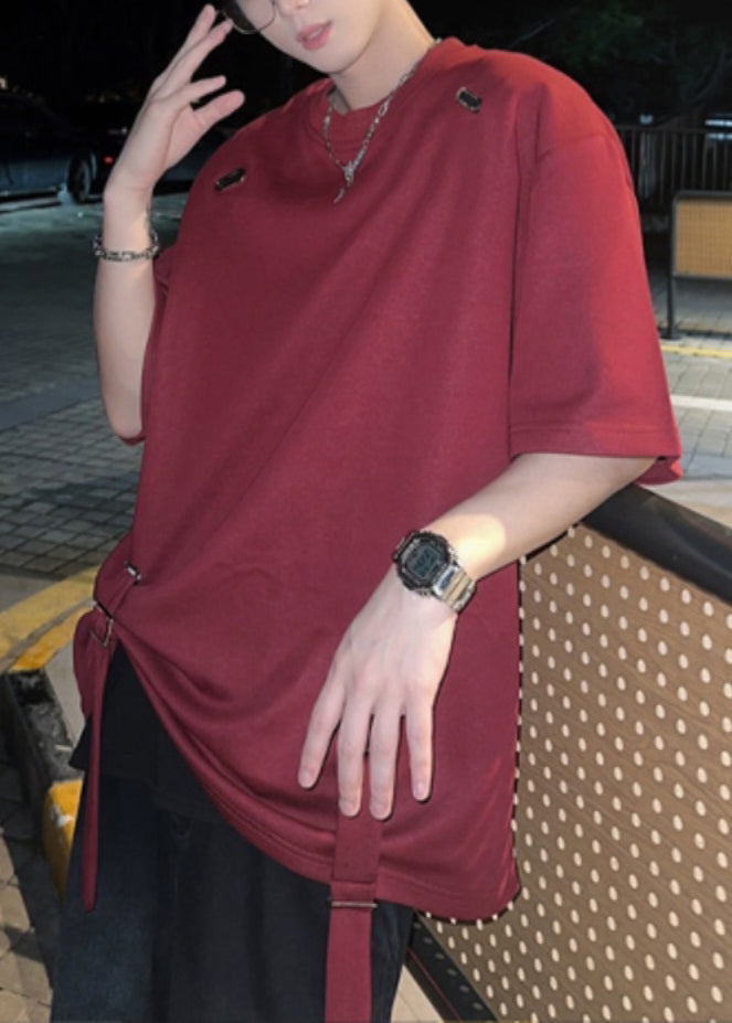 Chemises pour hommes en coton français à motif vin rouge, design d'été, couleur unie, originales