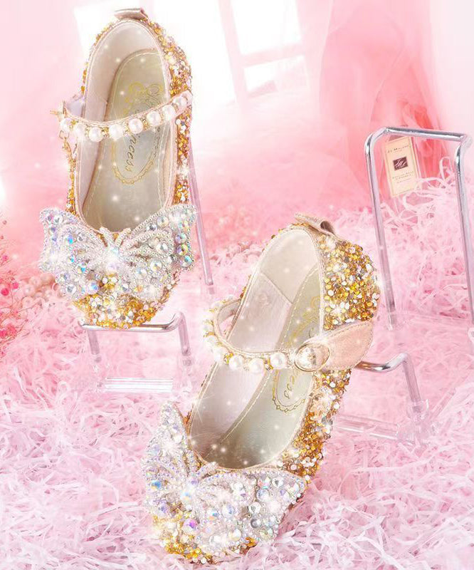 Shoes Strap Girl Nail Buckle Crystal Pink Baby Chic Bead Princess