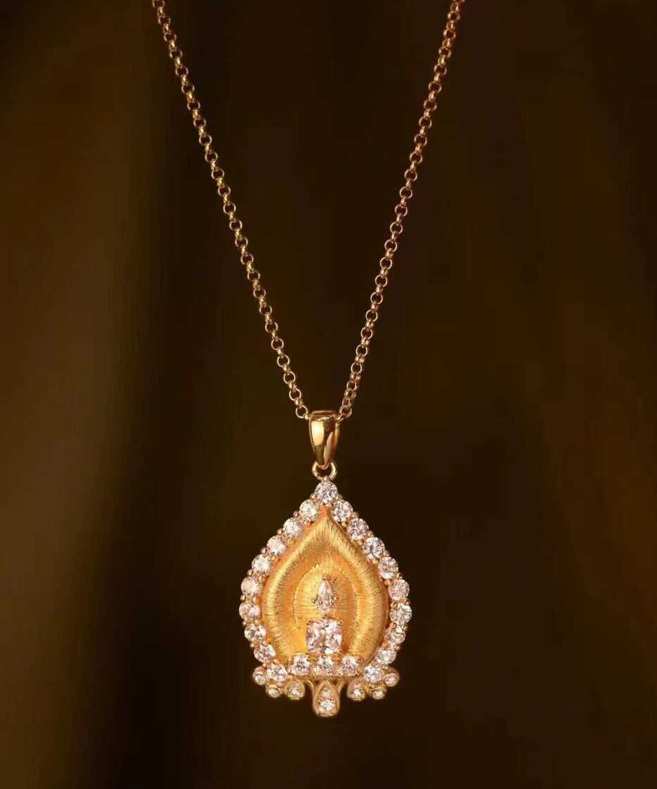 Halskette mit Anhänger aus vergoldetem Sterlingsilber mit Zirkonia QI059