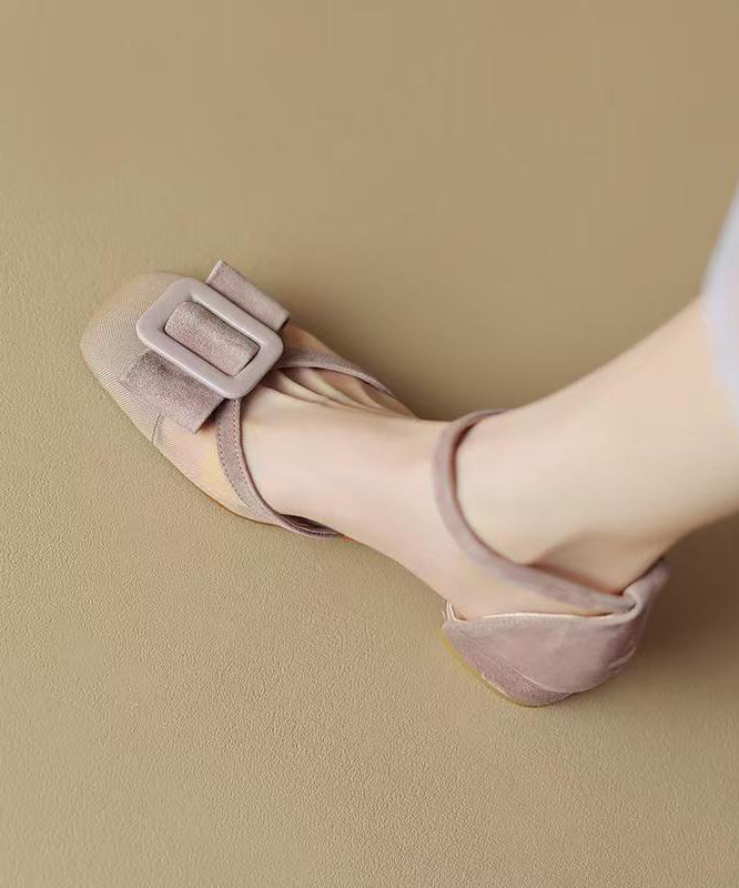 Strap Grass Sandals Chic Chunky Buckle Green Tulle Splicing
