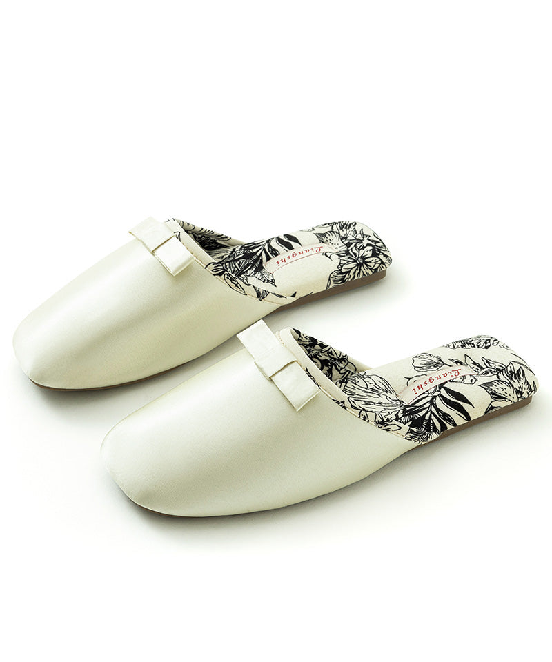 Chaussons en satin vert confortables avec nœud épissé TE013