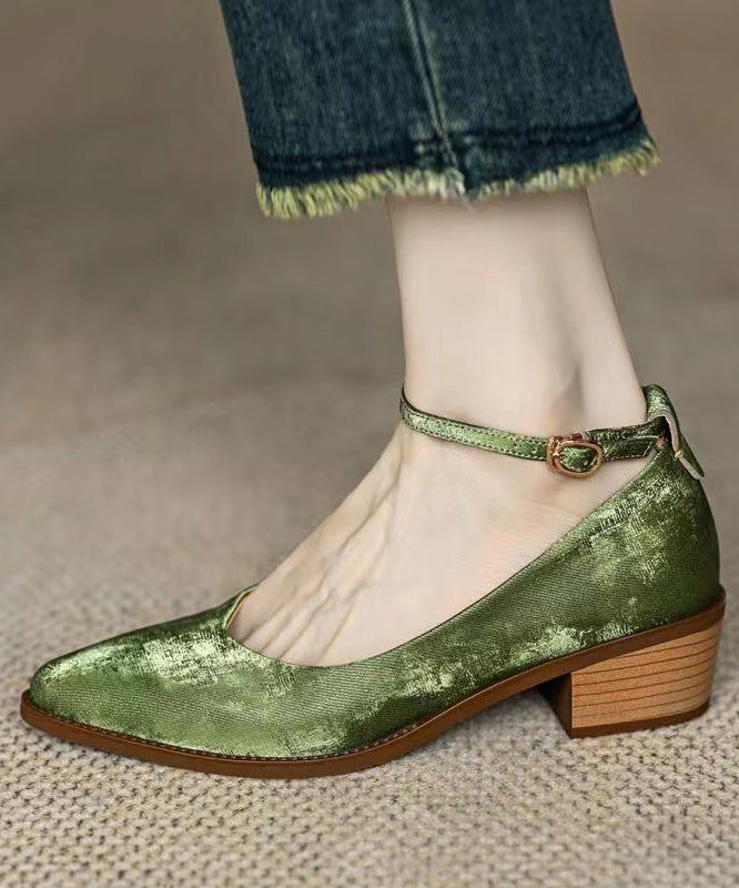 Mocassins en similicuir vert pour femme avec boucle et bride OM014