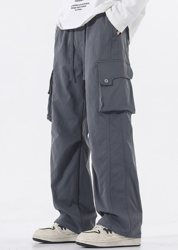 Pantalon homme poches taille décontracté printemps élastique coton vert