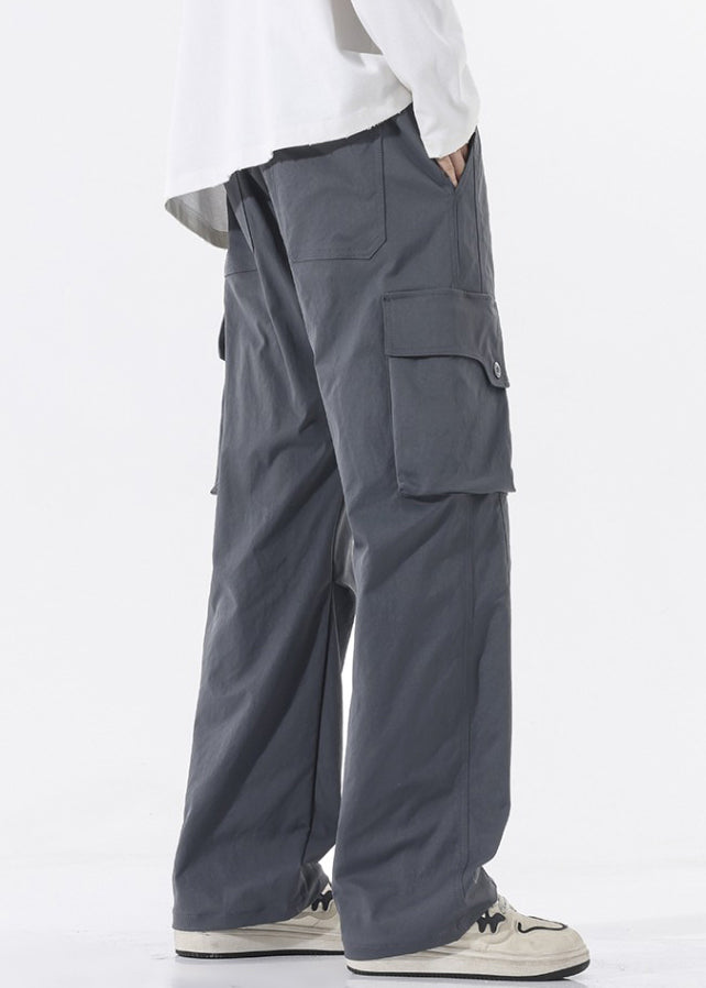 Pantalon homme poches taille décontracté printemps élastique coton vert
