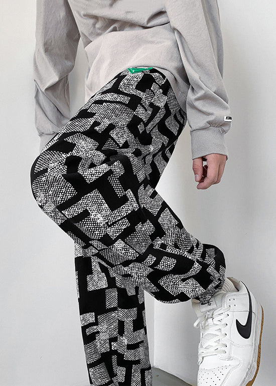 Pantalon gris pour homme, surdimensionné, en coton, imprimé printemps
