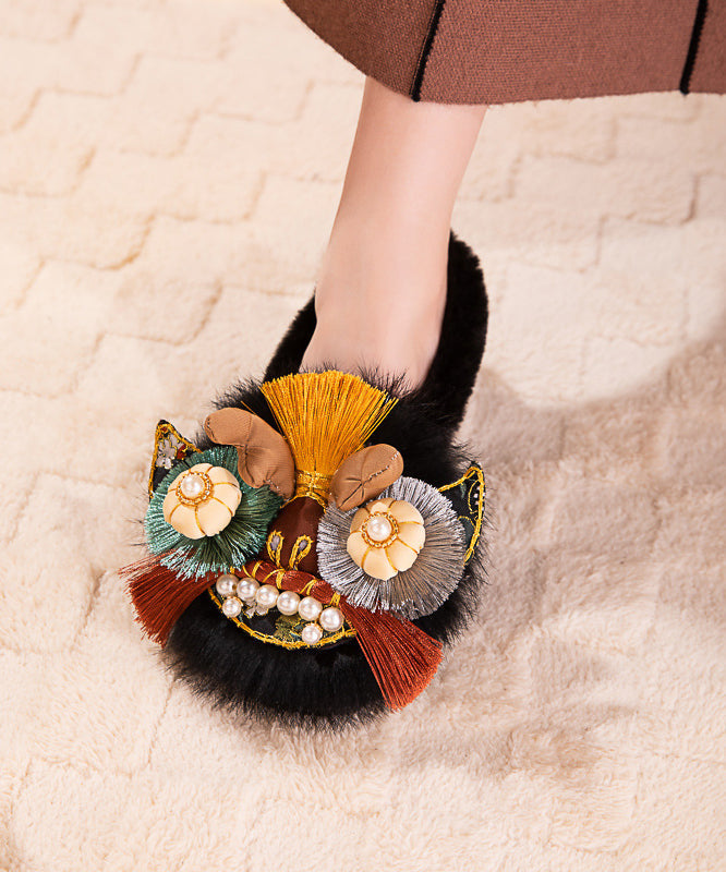 Handgemachte, bestickte Tigerkopf-Schuhe aus Baumwolle mit weicher Sohle, bequem und süß, TQ037