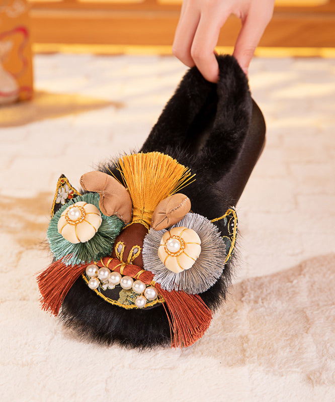 Handgemachte, bestickte Tigerkopf-Schuhe aus Baumwolle mit weicher Sohle, bequem und süß, TQ037